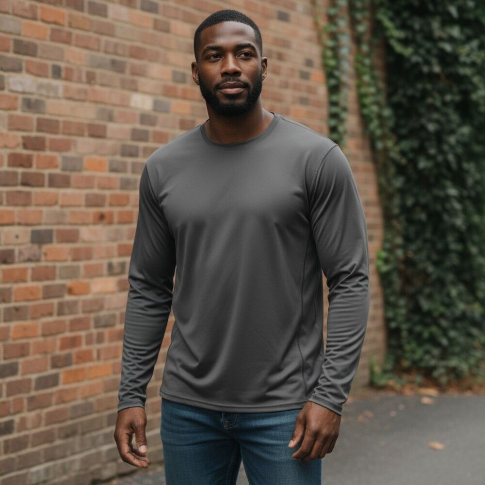 Tek Gear DryTek Men’s Grey Long Sleeve Performance T-Shirt XXL